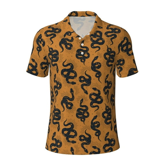 Wukai Snake Men’s Polo Shirts,Quick-Dry Athletic Shirt,Classic Fit Shirts-XX-Large