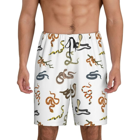 Wukai Snake Men’s Short Pajama Pants With Pockets Soft Sleep Pj Shorts for Men-3X-Large