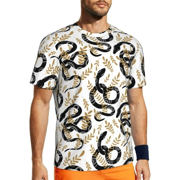 Wukai Snake Print Men's Short-Sleeved Mesh T-Shirt,Quick-Dry Short Sleeve Workout T-Shirt-4X-Large