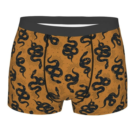 Wukai Snake Print Men’s Underwear Breathable Boxer Briefs, Moisture Wicking & Breathable-Medium