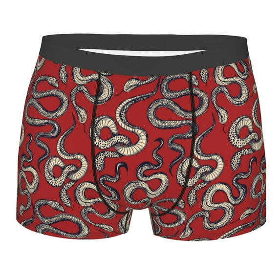 Wukai Snake Print Men’s Underwear Breathable Boxer Briefs, Moisture Wicking & Breathable-X-Large