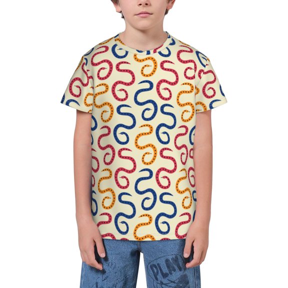 Wukai Snake Youth Unisex Short Sleeve T-Shirt for Boys, Girls, Teens, and Kids-Large