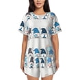 thumbnail image 1 of Wukai Snow Gnome for Winter Women's Pajama Set,Short-Sleeve Top and Shorts with Elastic Waistband and Pockets for Loungewear, Yoga, and Casual Wear-3X-Large, 1 of 8
