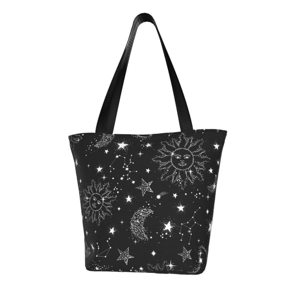 Vsdgher Space Galaxy print Reusable Shopping Grocery Bags for Women Shopping with Pouch Foldable Pouch Lightweight Polyester Fabric