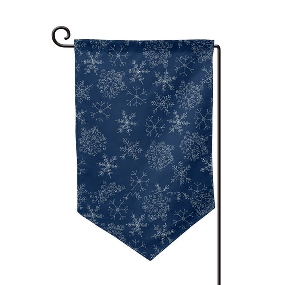 Wukai Snowflake Dark Blue Print Garden Flag 12.5x18 Inch Double Sided Sun-resistant Rain-resistant, Wrinkle-resistant Colorfast(Only Flag)