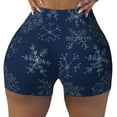 thumbnail image 1 of Wukai Snowflake Dark Blue Print Pack Biker Shorts for Women Yoga Workout Gym Running Scrunch Active Shorts-Medium, 1 of 8
