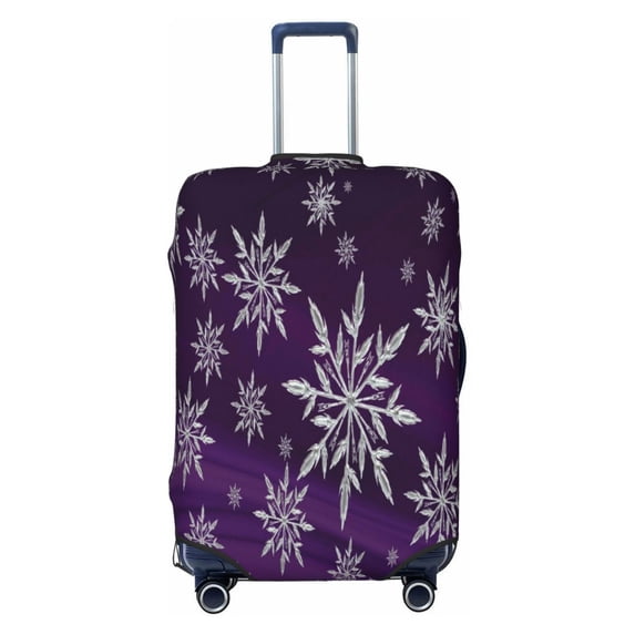Wukai Snowflake Gradient Purple Elastic Luggage Cover: Personalized Protection for Your Suitcase - Fits 19~29-inch, Washable & Durable Travel Companion-Large