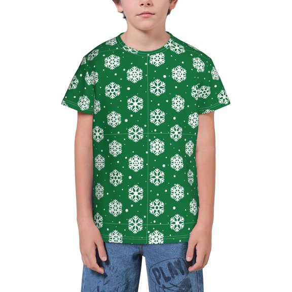 Wukai Snowflake Youth Unisex Short Sleeve T-Shirt for Boys, Girls, Teens, and Kids-Medium