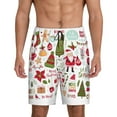thumbnail image 1 of Wukai Snowflakes Santa Claus Men’s Short Pajama Pants With Pockets Soft Sleep Pj Shorts for Men-4X-Large, 1 of 6