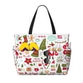 thumbnail image 1 of Wukai Snowflakes Santa Claus Print Zipper Bag,large Beach Tote Bag,Waterproof Sandproof Bag,Grocery and Picnic Tote Travel Bag, 1 of 5
