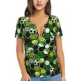 thumbnail image 1 of Wukai Soccer1 Casual V-Neck Graphic Tees for Women: Lightweight and Breathable Summer Tops with Stylish Design-Large, 1 of 8