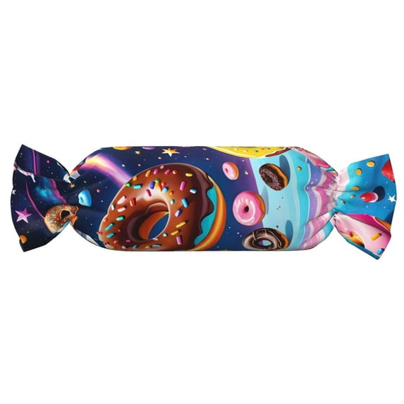 Wukai Space Colorful Donut Print Candy Pillow Cylindrical Pillows Sofa Pillow Neck Hand Support Pillows Including Insert Lumbar Pillows