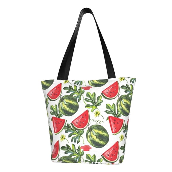 Vsdgher Watermelons print Reusable Shopping Grocery Bags for Women Shopping with Pouch Foldable Pouch Lightweight Polyester Fabric