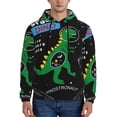 thumbnail image 1 of Wukai Space Dino Cartoon Black Print Men Hoodies Fleece Sweatshirts Long Sleeve Sweaters Pullover Fall Outfits Winter Clothes-Large, 1 of 7