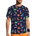 thumbnail image 1 of Wukai Space Dinosaur Print Men's Short-Sleeved Mesh T-Shirt,Quick-Dry Short Sleeve Workout T-Shirt-4X-Large, 1 of 8