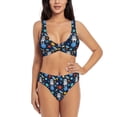 thumbnail image 1 of Wukai Space Dog Women's Bikini Set Two Piece,wimsuit High Waisted V Neck Twist Front Adjustable Spaghetti Straps Bathing Suit-X-Large, 1 of 7