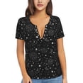 thumbnail image 1 of Wukai Space Galaxy Casual V-Neck Graphic Tees for Women: Lightweight and Breathable Summer Tops with Stylish Design-Medium, 1 of 8