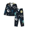 thumbnail image 1 of Wukai Space Print Women's Pajama Set - Soft Long Sleeve Sleepwear for Comfort and Style-Large, 1 of 9