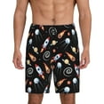 thumbnail image 1 of Wukai Space Rocket Men’s Short Pajama Pants With Pockets Soft Sleep Pj Shorts for Men-Small, 1 of 6