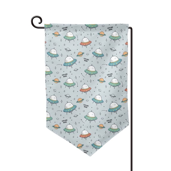 Wukai Spaceship Print Garden Flag 12.5x18 Inch Double Sided Sun-resistant Rain-resistant, Wrinkle-resistant Colorfast(Only Flag)
