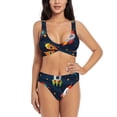 thumbnail image 1 of Wukai Spaceships and Stars Women's Bikini Set Two Piece,wimsuit High Waisted V Neck Twist Front Adjustable Spaghetti Straps Bathing Suit-Medium, 1 of 7