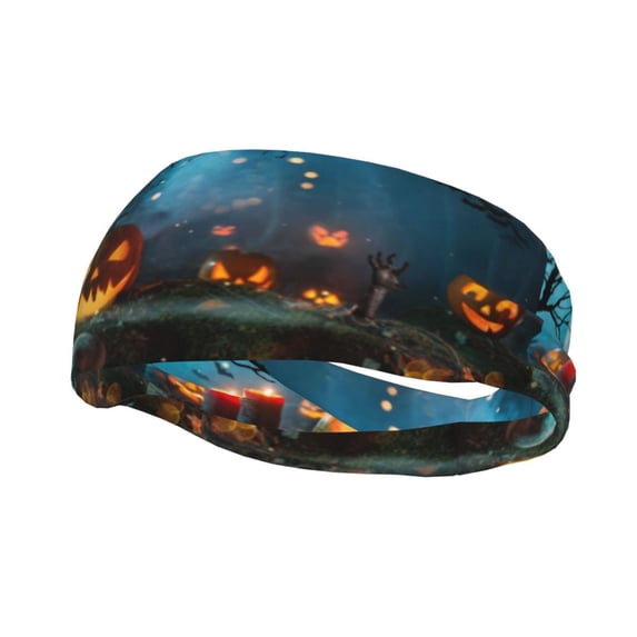 Wukai Spooky Halloween Sports sweatband,Men & Women Sweatband Headband for Running, Cross Training, Racquetball, Working Out