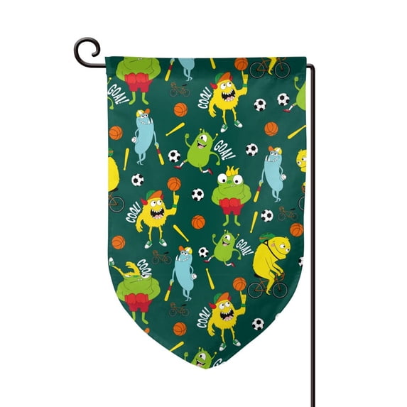 Wukai Sport Monster Print Garden Flag 12.5x18 Inch Double Sided Sun-resistant Rain-resistant, Wrinkle-resistant Colorfast(Only Flag)
