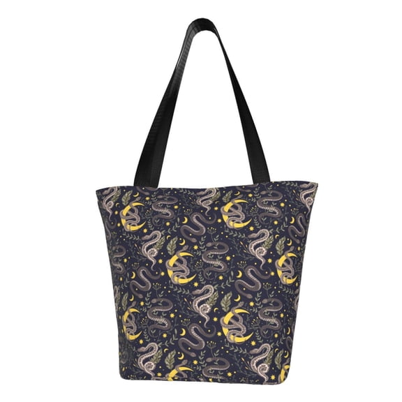 Vsdgher Snake Sleep print Reusable Shopping Grocery Bags for Women Shopping with Pouch Foldable Pouch Lightweight Polyester Fabric