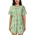 thumbnail image 1 of "Wukai Spring Gnomes Women's Pajama Set - Short-Sleeve Top and Shorts with Elastic Waistband and Pockets for Loungewear, Yoga, and Casual Wear-Medium, 1 of 8