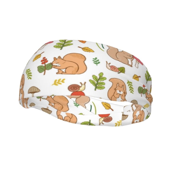 Wukai Squirrel And Mushroom Sports sweatband,Men & Women Sweatband Headband for Running, Cross Training, Racquetball, Working Out