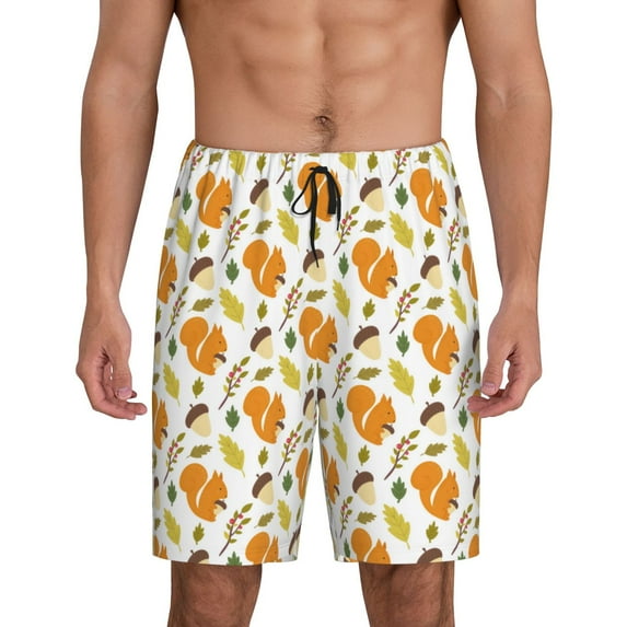 Wukai Squirrel Eating Nuts Men’s Short Pajama Pants With Pockets Soft Sleep Pj Shorts for Men-4X-Large