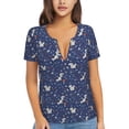 thumbnail image 1 of Wukai Squirrel Flower Casual V-Neck Graphic Tees for Women: Lightweight and Breathable Summer Tops with Stylish Design-X-Large, 1 of 8