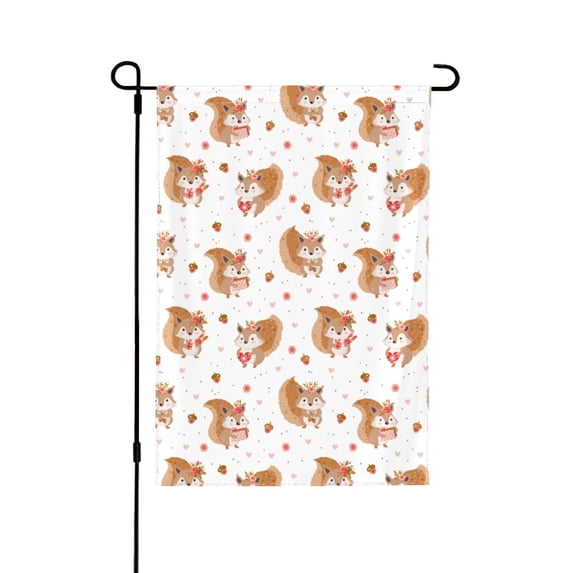 Wukai Squirrel Giving A Gift Garden Flags Double Sided Welcome Garden Yard House Flags Outside Outdoor House (Only Flag)