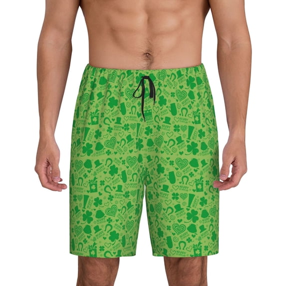 Wukai St Patrick's Day Men’s Short Pajama Pants With Pockets Soft Sleep Pj Shorts for Men-Small