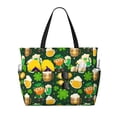 thumbnail image 1 of Wukai St Patrick's Day10 Print Zipper Bag,large Beach Tote Bag,Waterproof Sandproof Bag,Grocery and Picnic Tote Travel Bag, 1 of 5