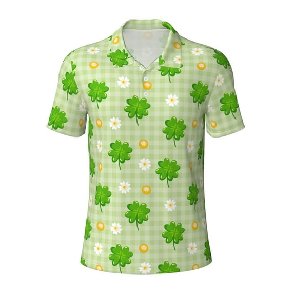 Wukai St Patrick's Day11 Men’s Polo Shirts,Quick-Dry Athletic Shirt,Classic Fit Shirts-Small