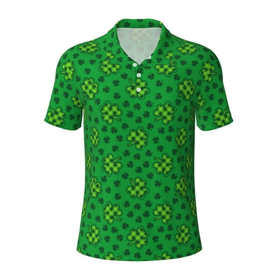 Wukai St Patrick's Day5 Men’s Polo Shirts,Quick-Dry Athletic Shirt,Classic Fit Shirts-Medium