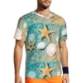 thumbnail image 1 of Wukai Starfish And Seashell Print Men's Short-Sleeved Mesh T-Shirt,Quick-Dry Short Sleeve Workout T-Shirt-X-Small, 1 of 8
