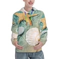 thumbnail image 1 of Wukai Starfish And Seashell Print Womens Hoodies Fleece Sweatshirts Long Sleeve Sweaters Pullover Fall Outfits Winter Clothes-Small, 1 of 7