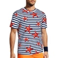 thumbnail image 1 of Wukai Starfish Navy Blue Stripe Print Men's Short-Sleeved Mesh T-Shirt,Quick-Dry Short Sleeve Workout T-Shirt-Small, 1 of 8