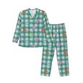 thumbnail image 1 of Wukai Starfish On Checkered Background Men's Long-Sleeve Pajama Set - Comfortable Sleepwear with Button-Down Shirt and Pants-XX-Large, 1 of 6