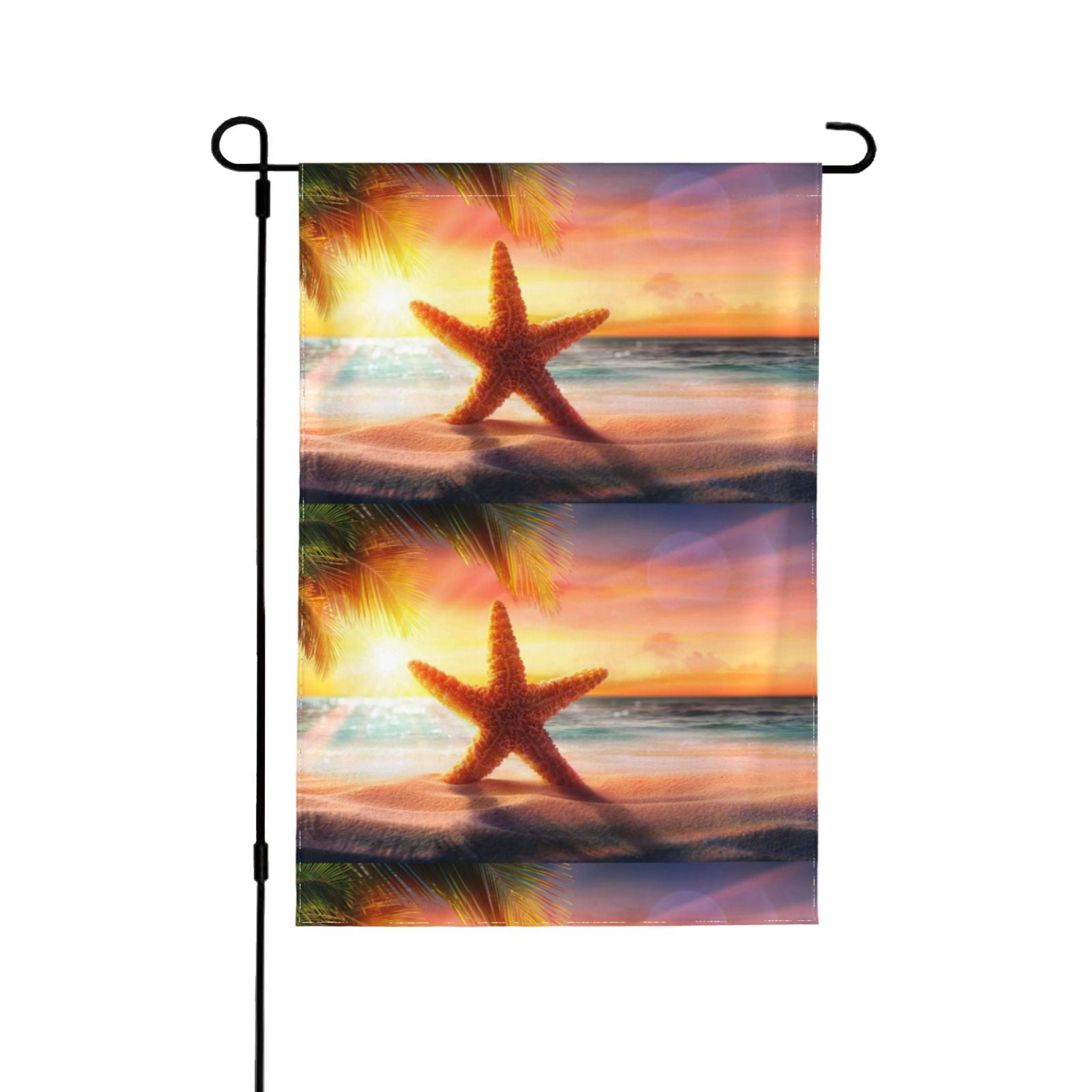 Wukai Starfish Sunset Sea Beach Garden Flags Double Sided Welcome ...