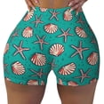 thumbnail image 1 of Wukai Starfish and Shell Print Pack Biker Shorts for Women Yoga Workout Gym Running Scrunch Active Shorts-, 1 of 8