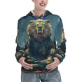 thumbnail image 1 of Wukai Starry Sky Meditating Lion Print Womens Hoodies Fleece Sweatshirts Long Sleeve Sweaters Pullover Fall Outfits Winter Clothes-Large, 1 of 7