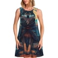 thumbnail image 1 of Wukai Starry Sky Moon Wolf Leader Print Women's Sleeveless Dress, Loose Fit Casual Dress for Women, Comfortable Sleeveless Summer Dress, 1 of 7