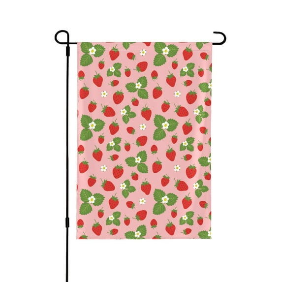 Wukai Strawberries Garden Flags Double Sided Welcome Garden Yard House Flags Outside Outdoor House (Only Flag)