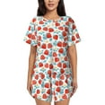 thumbnail image 1 of "Wukai Strawberries Women's Pajama Set - Short-Sleeve Top and Shorts with Elastic Waistband and Pockets for Loungewear, Yoga, and Casual Wear-, 1 of 8