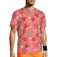 thumbnail image 1 of Wukai Strawberry Floral Print Men's Short-Sleeved Mesh T-Shirt,Quick-Dry Short Sleeve Workout T-Shirt-Large, 1 of 8