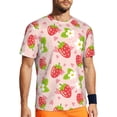 thumbnail image 1 of Wukai Strawberry Floral Print Men's Short-Sleeved Mesh T-Shirt,Quick-Dry Short Sleeve Workout T-Shirt-Medium, 1 of 8
