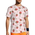 thumbnail image 1 of Wukai Strawberry Floral Print Men's Short-Sleeved Mesh T-Shirt,Quick-Dry Short Sleeve Workout T-Shirt-, 1 of 8